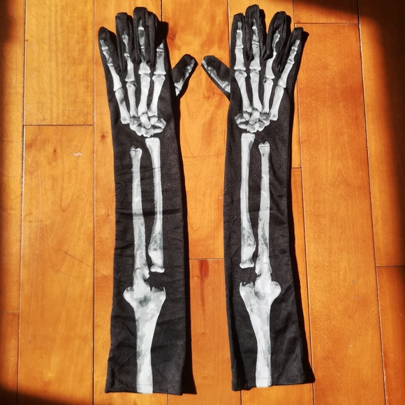 3 for$15 Skeleton Gloves Adults Halloween 20" Long - Picture 2 of 5